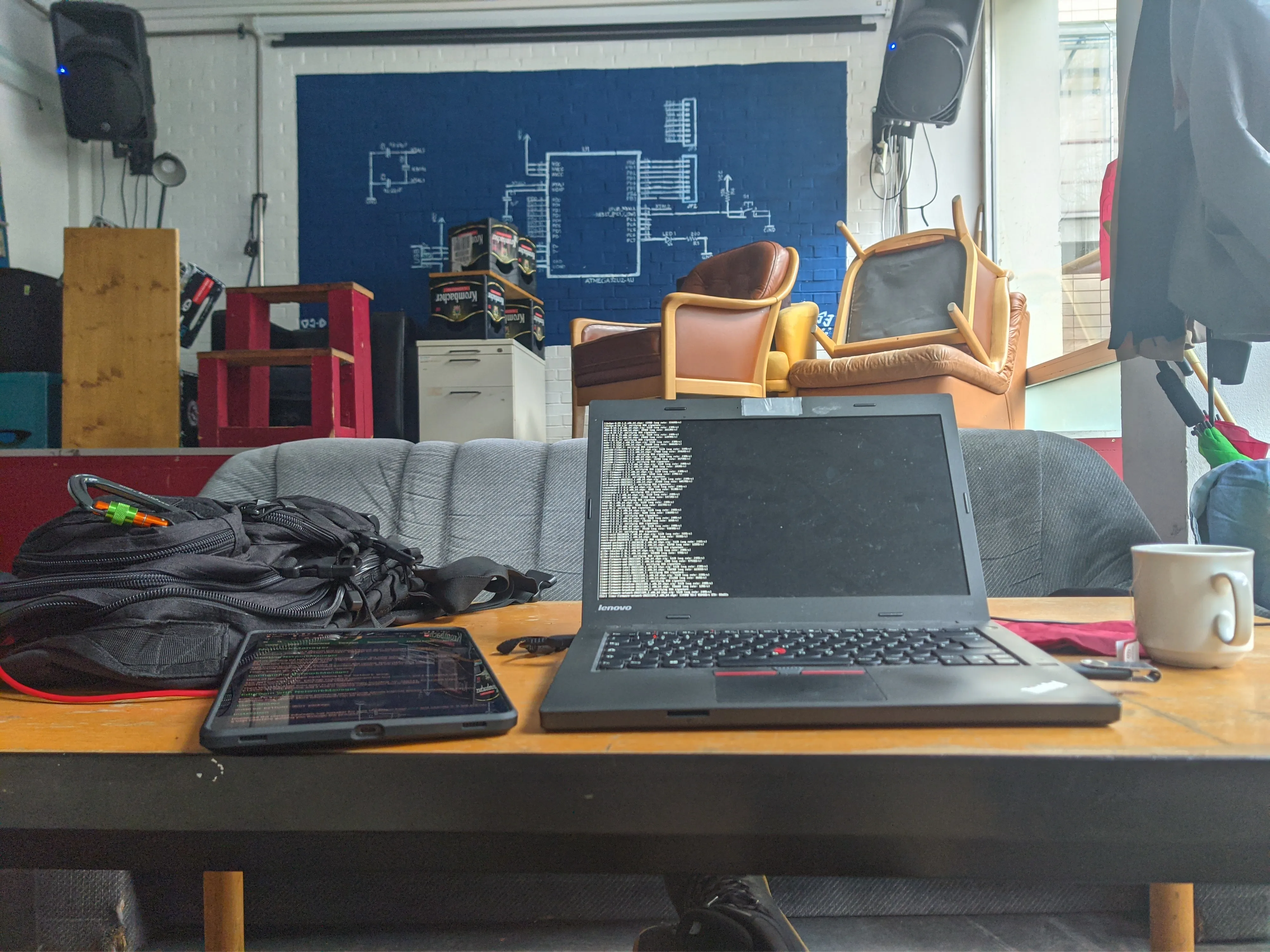 Old laptop in a student-run cafe at university